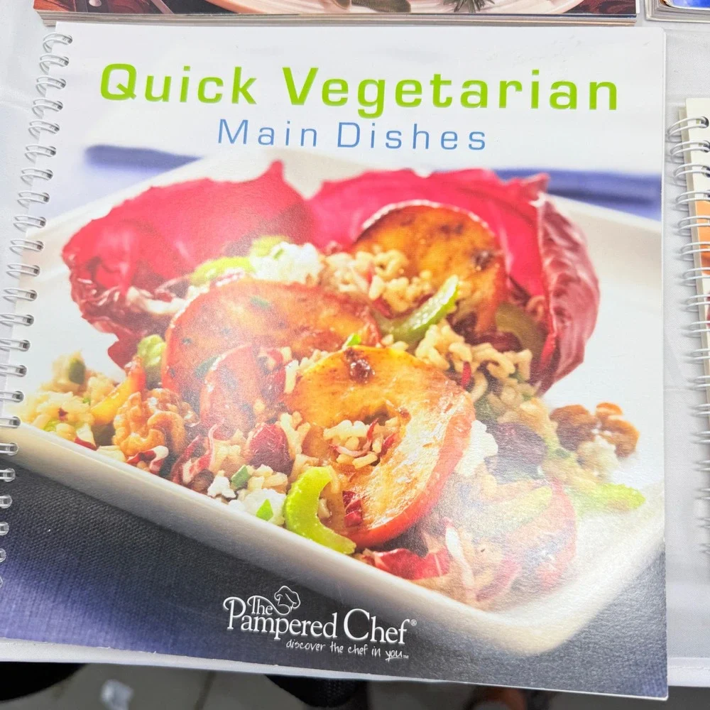 Pampered Chef Cookbook Set Lot of 6 Spiral Bound Recipe Books Main Dishes Baking